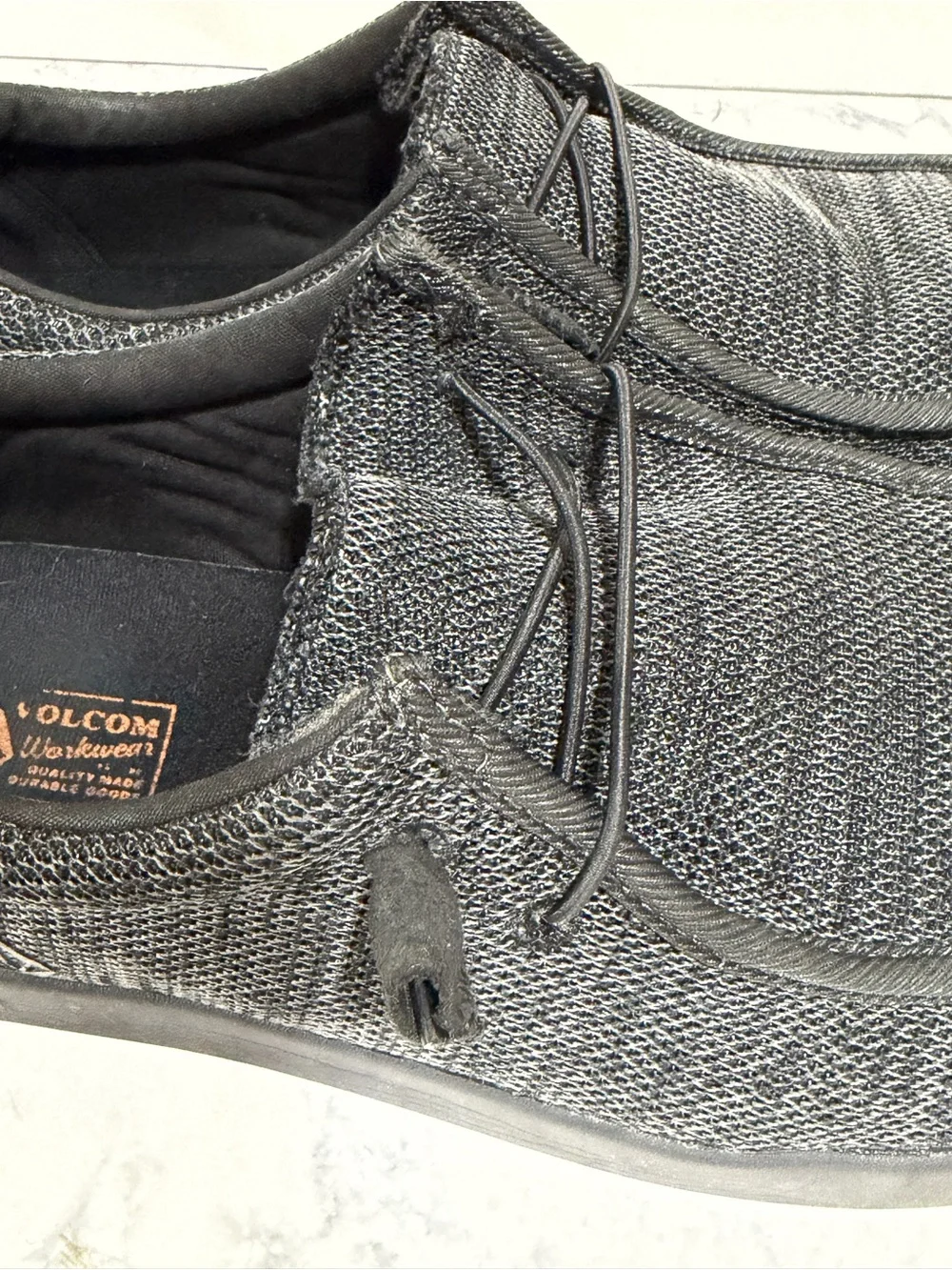 Men's Volcom Composite Toe black canvas Slip-On Moc Toe Work Shoe VM30802 11.5
